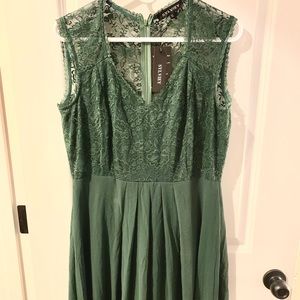 Green lace top dress